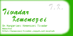 tivadar kemenczei business card